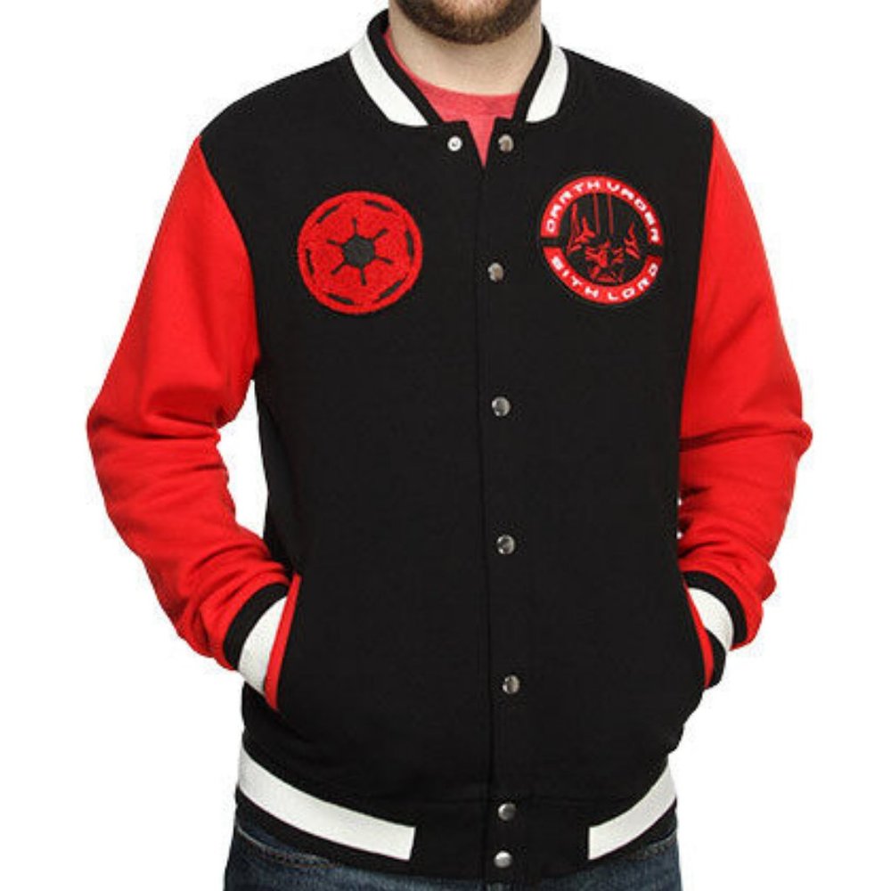 Star Wars Mens Darth Vader Empire Fleece Varsity Sith Lord Bomber Jacket New S